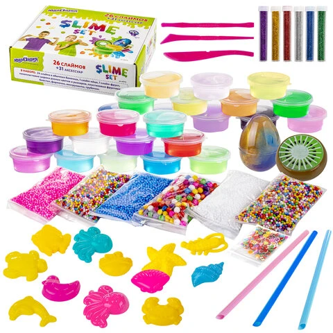 Набор слаймов 26 цветов, 31 аксессуар, в колорбоксе, ЮНЛАНДИЯ, 663776 Набор слаймов 26 цветов, 31 аксессуар, в колорбоксе, ЮНЛАНДИЯ, 663776