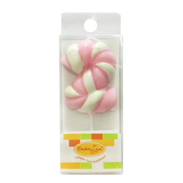 Свеча Цифра 2 Леденец розовый 4,8см