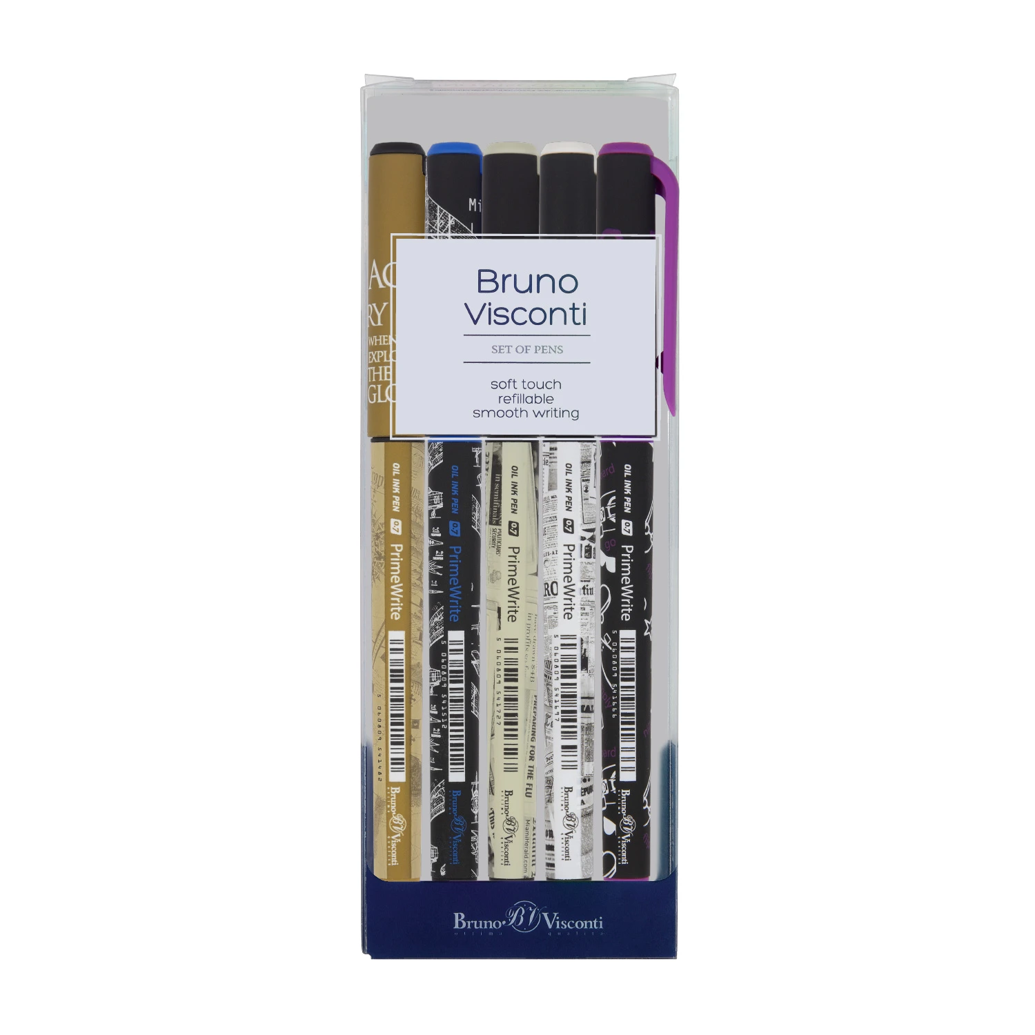 НАБОР ИЗ 5-Х РУЧЕК "PrimeWrite. Mix One" C ЧЕРНИЛАМИ НА МАСЛЯНОЙ