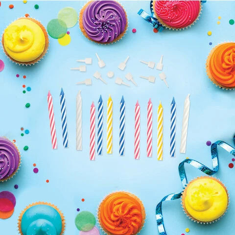 Набор свечей для торта 12 шт., 6 см, с держателями, ЗОЛОТАЯ СКАЗКА, в блистере,