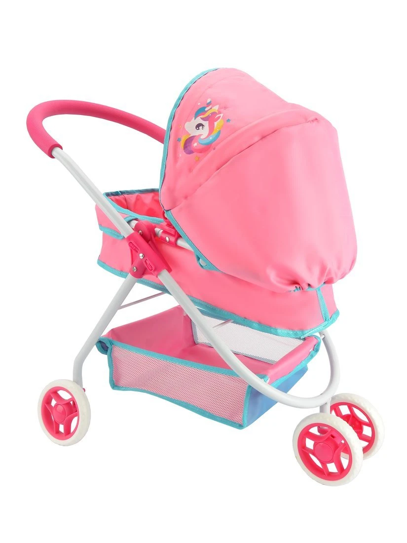 Коляска люлька трехколесная "Единорог", малиновый, 47,5*38*57см.
