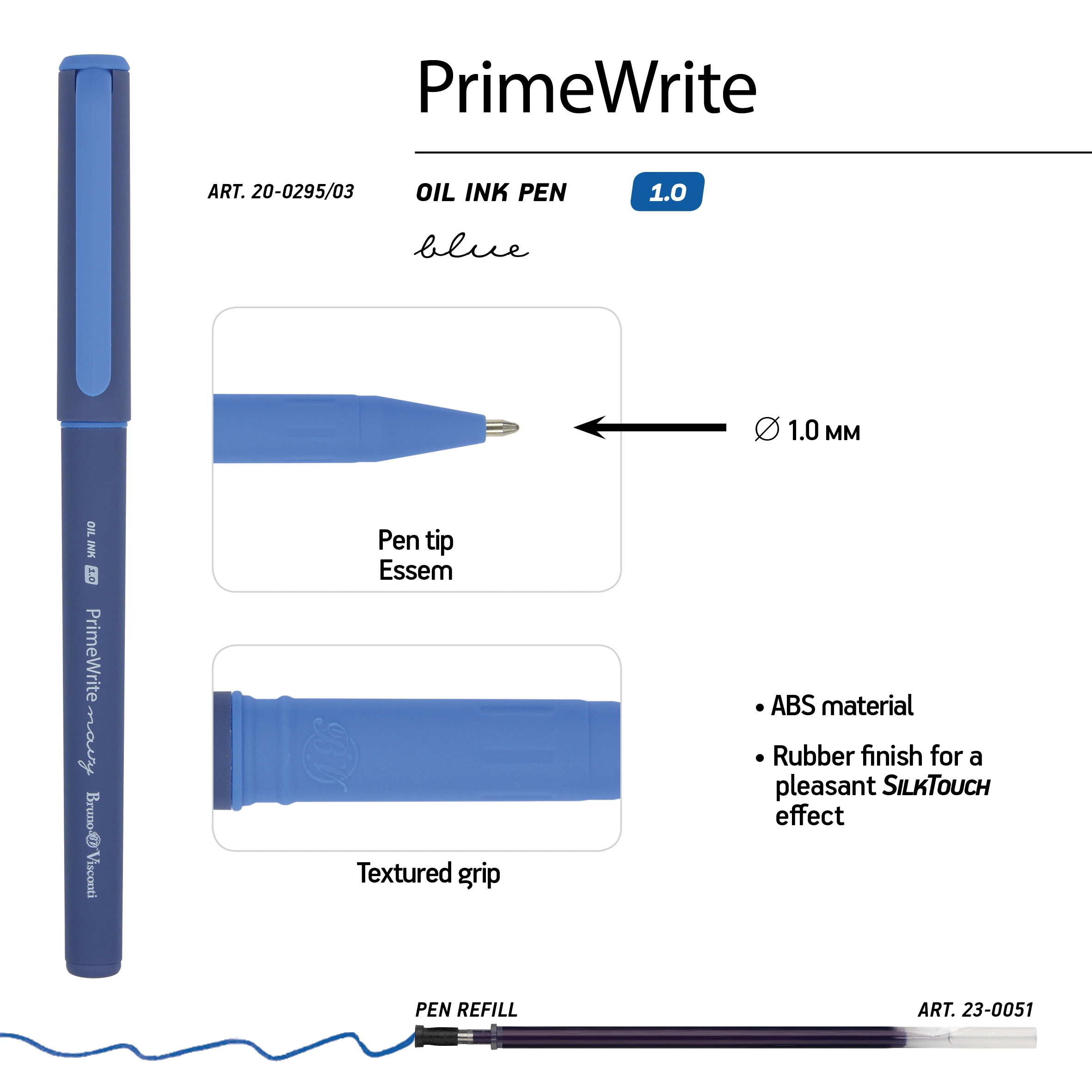 РУЧКА "PrimeWrite. Basic. Navy" С ЧЕРНИЛАМИ НА МАСЛЯНОЙ ОСНОВЕ, 1.0 РУЧКА "PrimeWrite. Basic. Navy" С ЧЕРНИЛАМИ НА МАСЛЯНОЙ ОСНОВЕ, 1.0