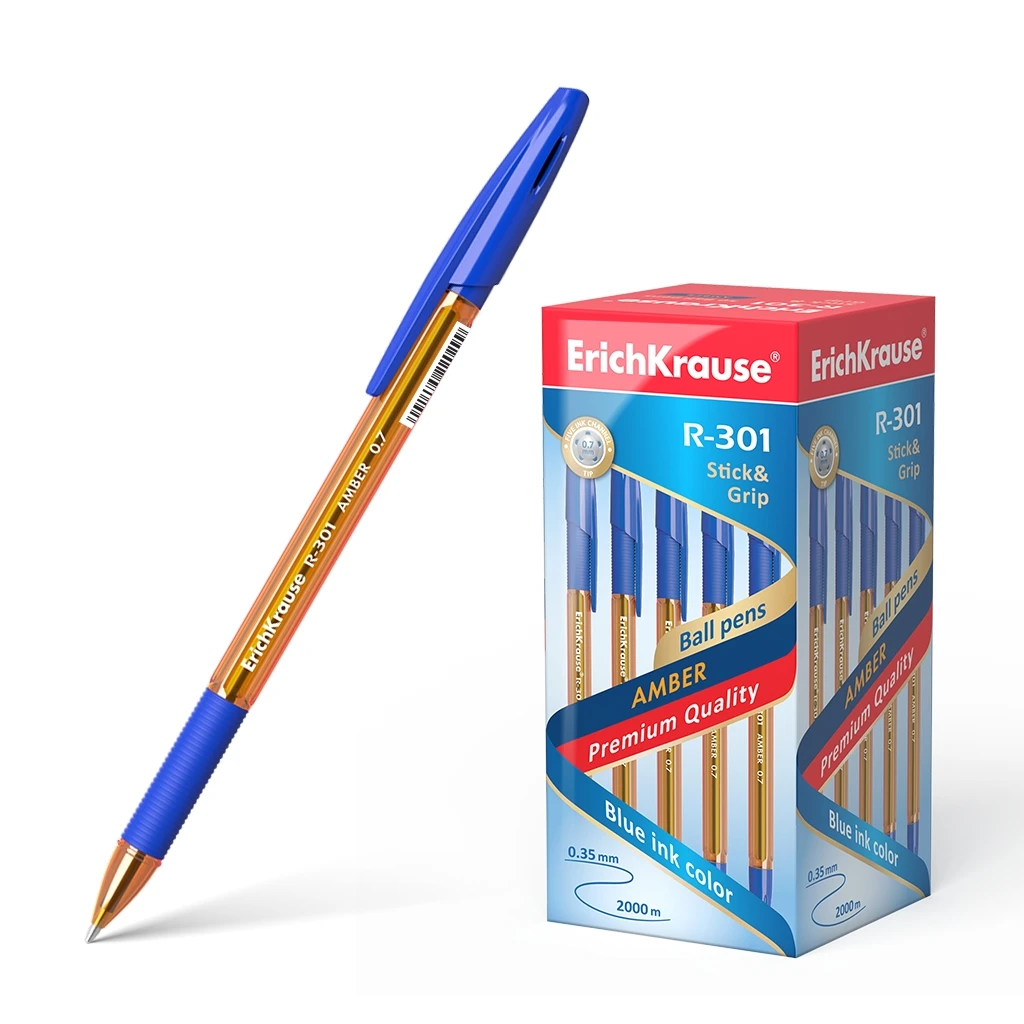 Ручка шариковая ErichKrause® R-301 Amber Stick&Grip 0.7, цвет чернил синий Ручка шариковая ErichKrause® R-301 Amber Stick&Grip 0.7, цвет чернил синий