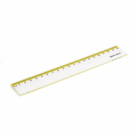 Линейка пластиковая 20 см BRAUBERG "FRESH ZONE", прозрачная, с желтой Линейка пластиковая 20 см BRAUBERG "FRESH ZONE", прозрачная, с желтой