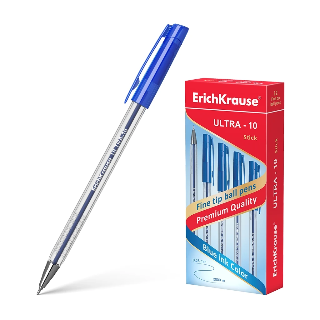 Ручка шариковая Erich Krause ULTRA-10, цвет чернил синий (в коробке по 12 шт.) Ручка шариковая Erich Krause ULTRA-10, цвет чернил синий (в коробке по 12 шт.)