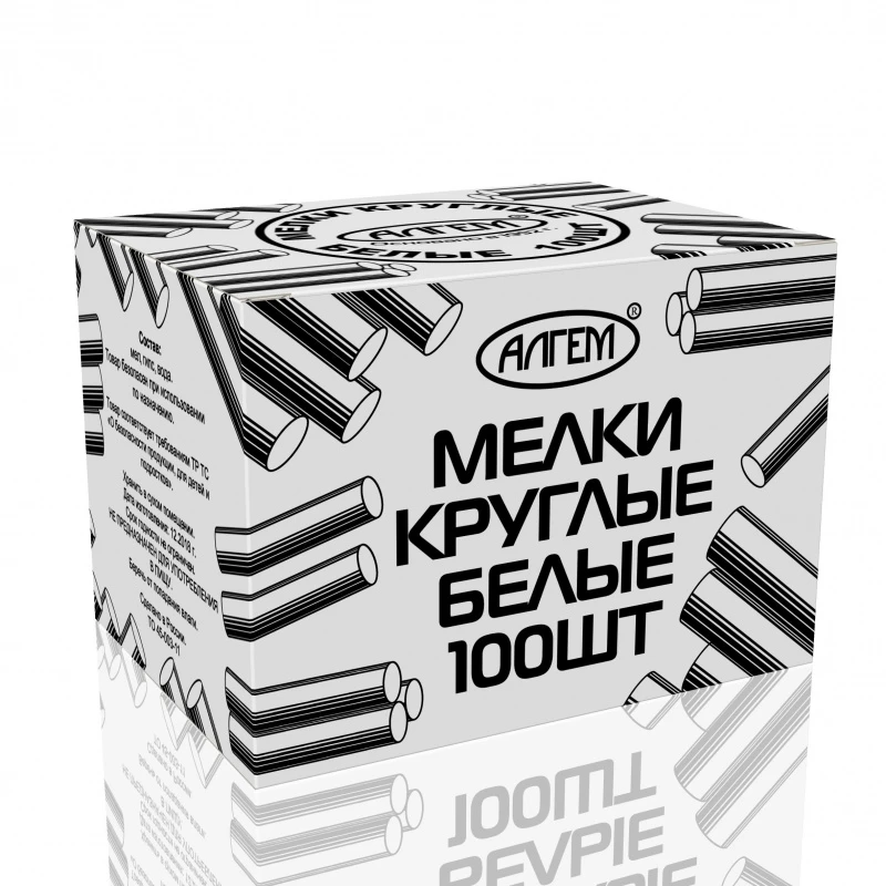 Мел школьный Алгем 100 шт белый круглый, МКБ 100