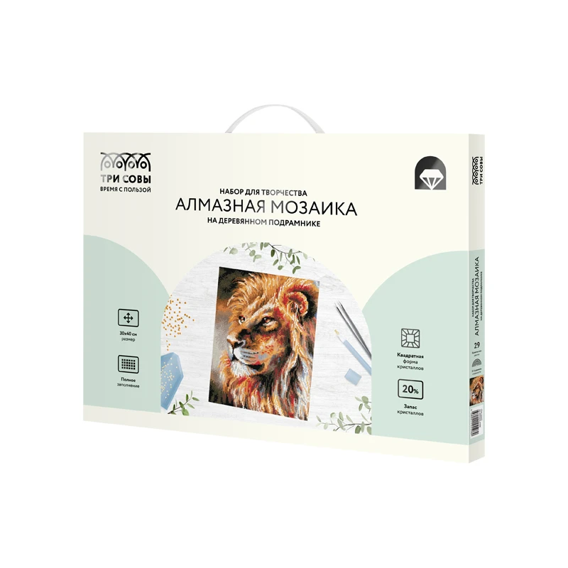 Алмазная мозаика ТРИ СОВЫ "Царь зверей", 30*40см, холст на деревянном Алмазная мозаика ТРИ СОВЫ "Царь зверей", 30*40см, холст на деревянном