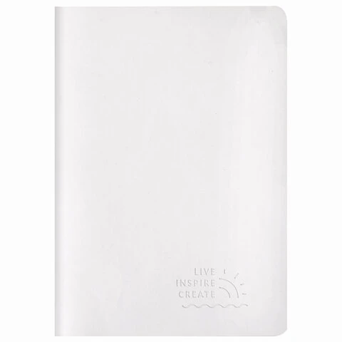 Тетрадь 48 л. в точку обложка кожзам SoftTouch, сшивка, A5 (147х210мм), БЕЛЫЙ,