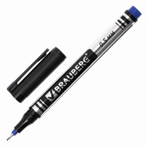 Маркер перманентный (нестираемый) BRAUBERG "Jet", СИНИЙ, супертонкий