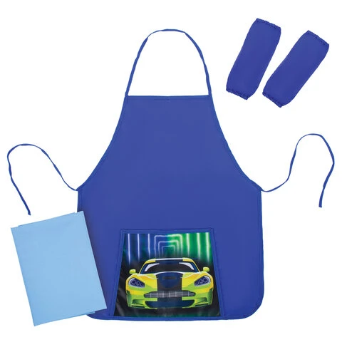 Набор для уроков труда ЮНЛАНДИЯ, клеенка ПВХ, фартук с нарукавниками, "Neon