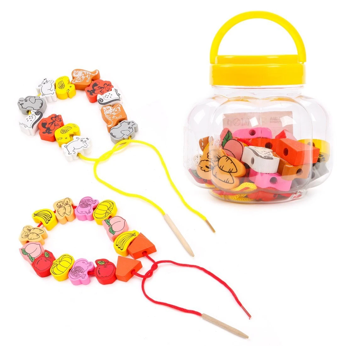 Головоломка Бусы для шнуровки Калейдоскоп, 26 фигурок, шнурок 2 шт * 75 см, в