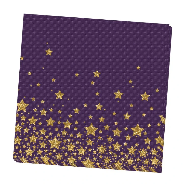Салфетки бумажные трехслойные Звезды на черном - 2 33*33 см, 20 штук