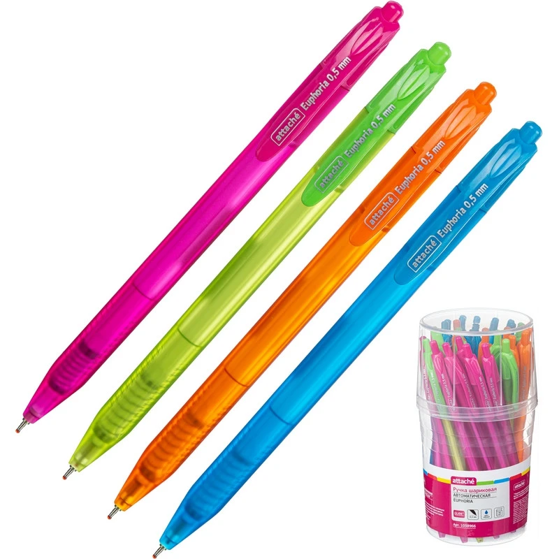 Ручка шариковая Attache Euphoria синий ст., авт., ассорт.корп Ручка шариковая Attache Euphoria синий ст., авт., ассорт.корп