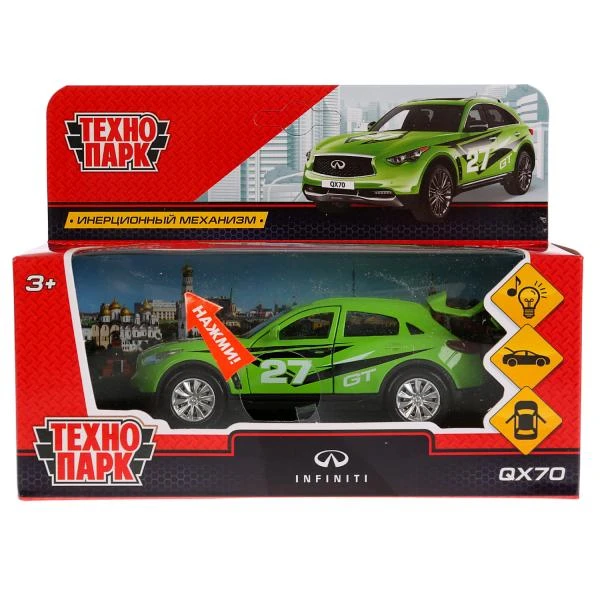 Машина металл свет-звук INFINITI QX70 СПОРТ длина 12 см, двер, баг, ин,