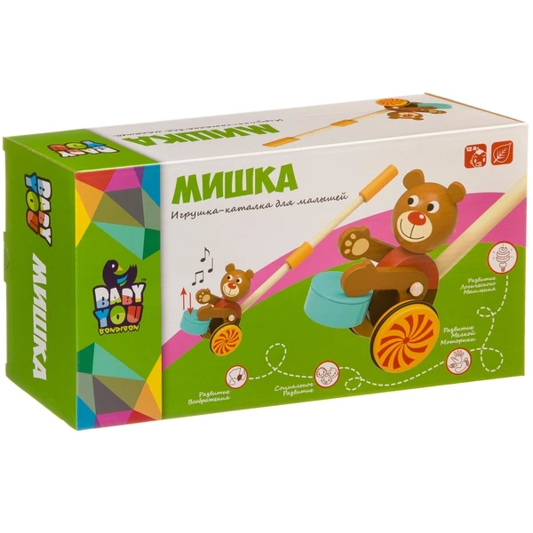 Игрушка деревянная Bondibon каталка МИШКА. ВВ4015 Игрушка деревянная Bondibon каталка МИШКА. ВВ4015