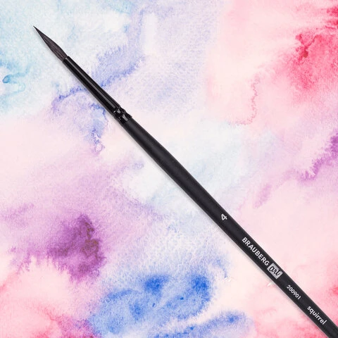 Кисть художественная проф. BRAUBERG ART CLASSIC, белка, круглая, № 4, длинная Кисть художественная проф. BRAUBERG ART CLASSIC, белка, круглая, № 4, длинная