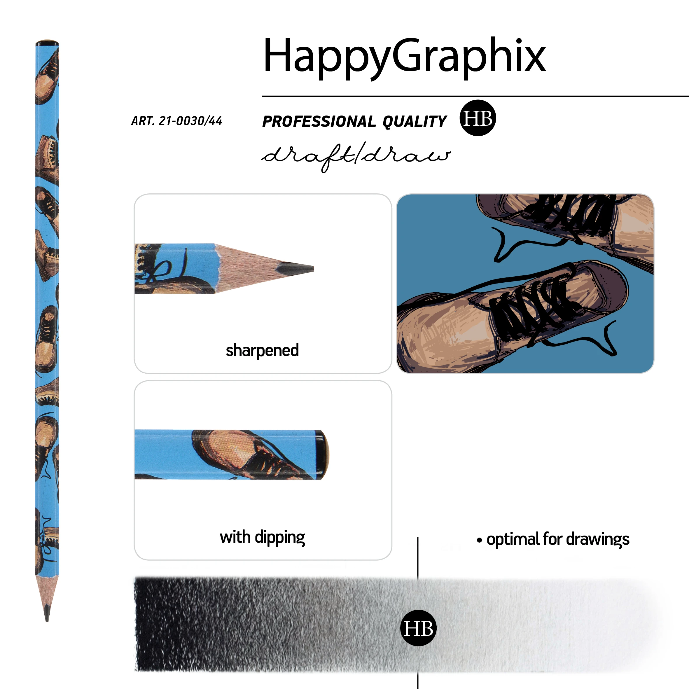 КАРАНДАШ ЧЕРНОГРАФИТОВЫЙ "HappyGraphix. Boots. Синие ботинки" НВ КАРАНДАШ ЧЕРНОГРАФИТОВЫЙ "HappyGraphix. Boots. Синие ботинки" НВ