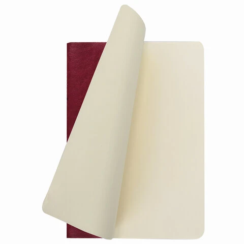 Тетрадь 48 л. в клетку обложка гладкий кожзам, сшивка, A5 (147х210мм), БОРДОВЫЙ,