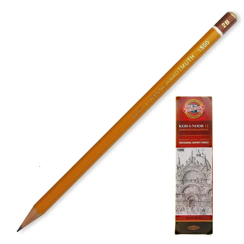 Карандаш чернографитный KOH-I-NOOR 1500/2B Чехия штр. 8593539005889, Карандаш чернографитный KOH-I-NOOR 1500/2B Чехия штр. 8593539005889,
