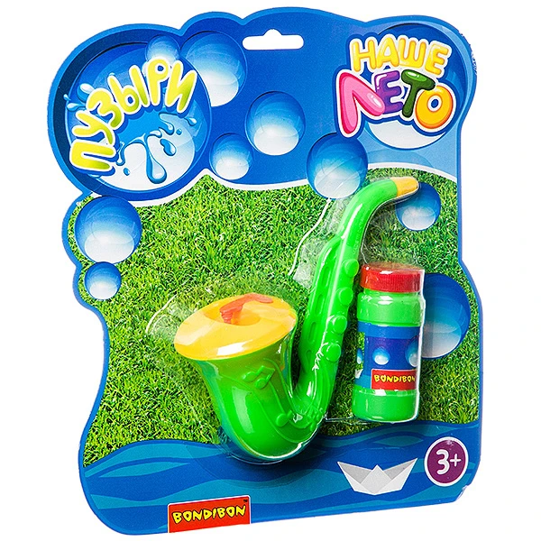 Пистолет Bondibon "Наше Лето" саксофон с мыльными пузырями 45 мл, CRD