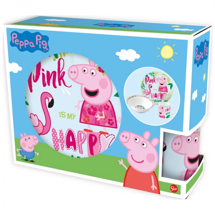 Набор посуды керамической в подарочной упаковке (3 предмета). Свинка Пеппа и