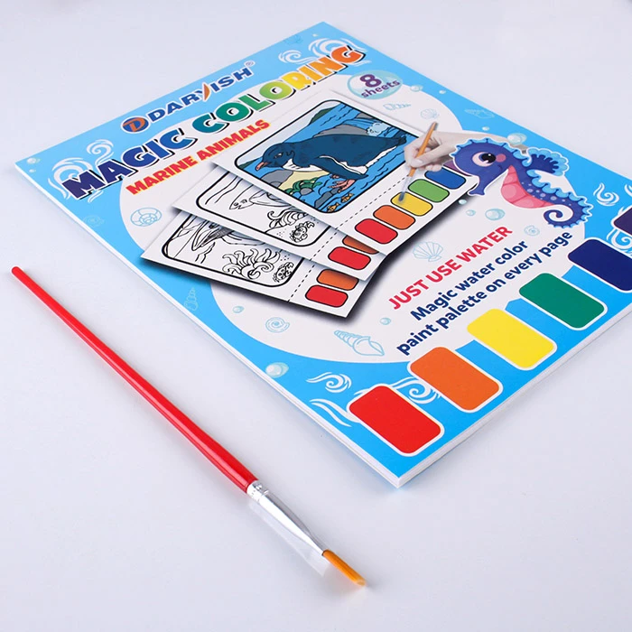 Раскраска волшебная "Морские обитатели" 21*16см + кисточка + Раскраска волшебная "Морские обитатели" 21*16см + кисточка +