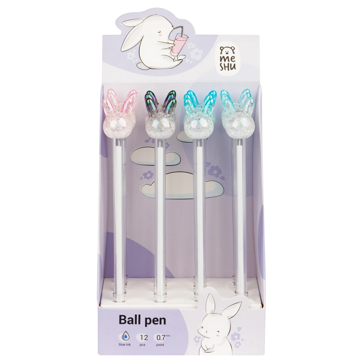 Ручка шариковая MESHU "Crystal Rabbit", синяя, 0,7мм, корпус ассорти, Ручка шариковая MESHU "Crystal Rabbit", синяя, 0,7мм, корпус ассорти,