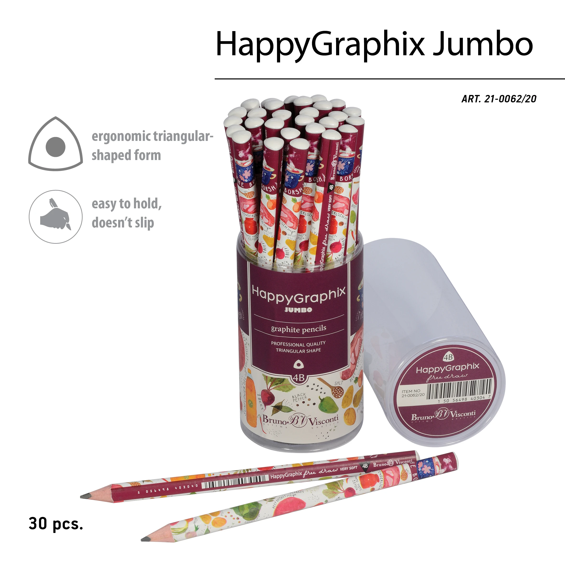 КАРАНДАШ ЧЕРНОГРАФИТОВЫЙ "HappyGraphix Jumbo. Славянская трапеза" 4В, КАРАНДАШ ЧЕРНОГРАФИТОВЫЙ "HappyGraphix Jumbo. Славянская трапеза" 4В,