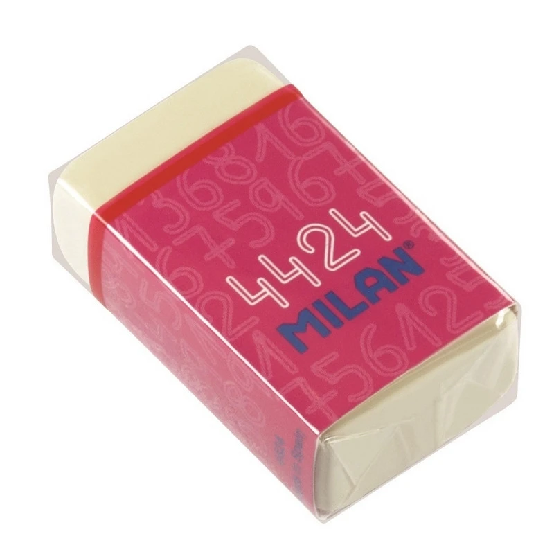 Ластик каучуковый Milan 4424, белый, карт.держатель в асс-те