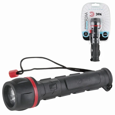 Фонарь светодиодный ЭРА R2AA, 3 x LED, обрезиненный корпус, питание 2xAA (в