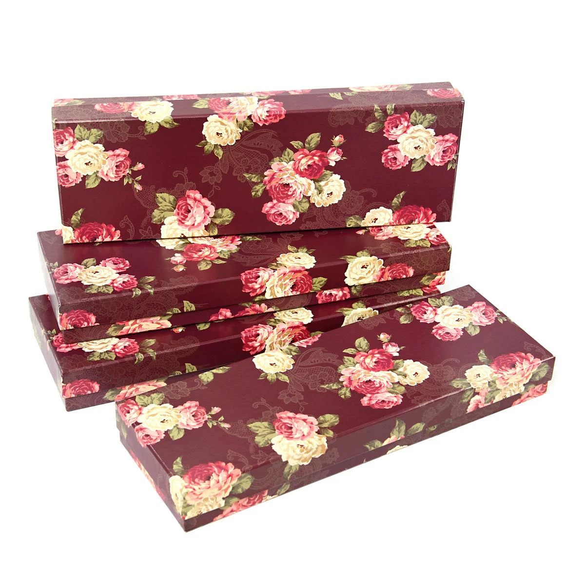 Коробка карт. 16 набор из 4 прямоуг. (10х30х4см) Цветочный принт Коробка карт. 16 набор из 4 прямоуг. (10х30х4см) Цветочный принт
