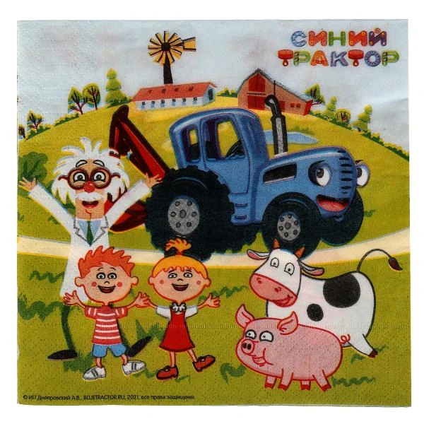 Салфетки бумажные Синий ТРАКТОР 33*33 см, 20 листов в упаковке ИГРАЕМ ВМЕСТЕ