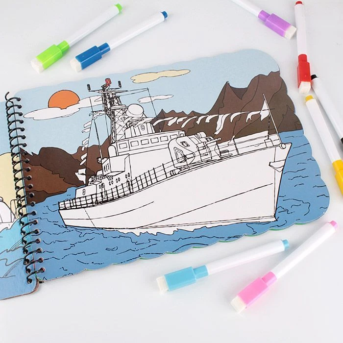 Раскраска многоразовая "Военный транспорт" + 8 цв.маркеров