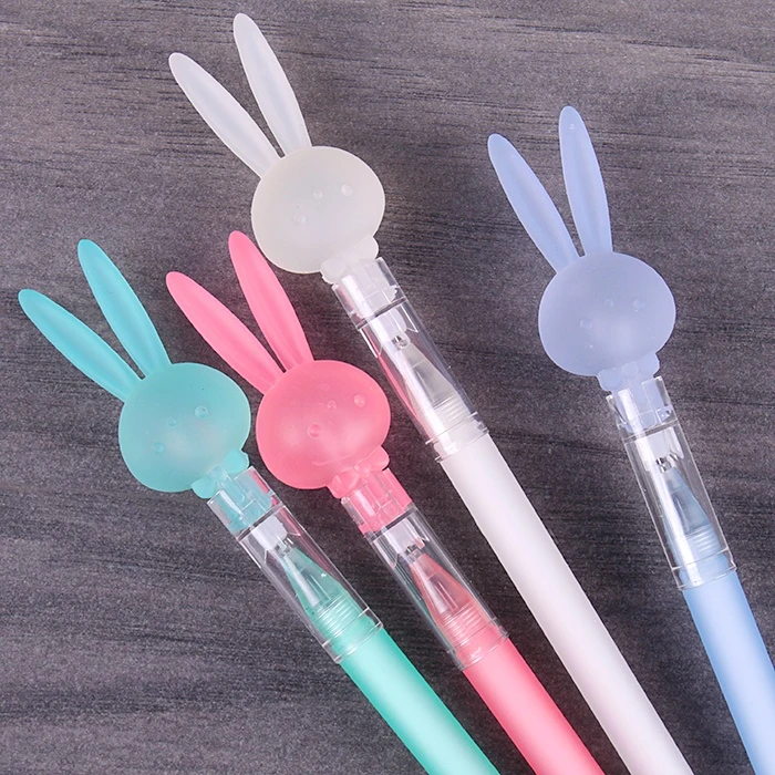 Ручка гелевая синяя "Darvish" с игольчатым стержнем "зайка"