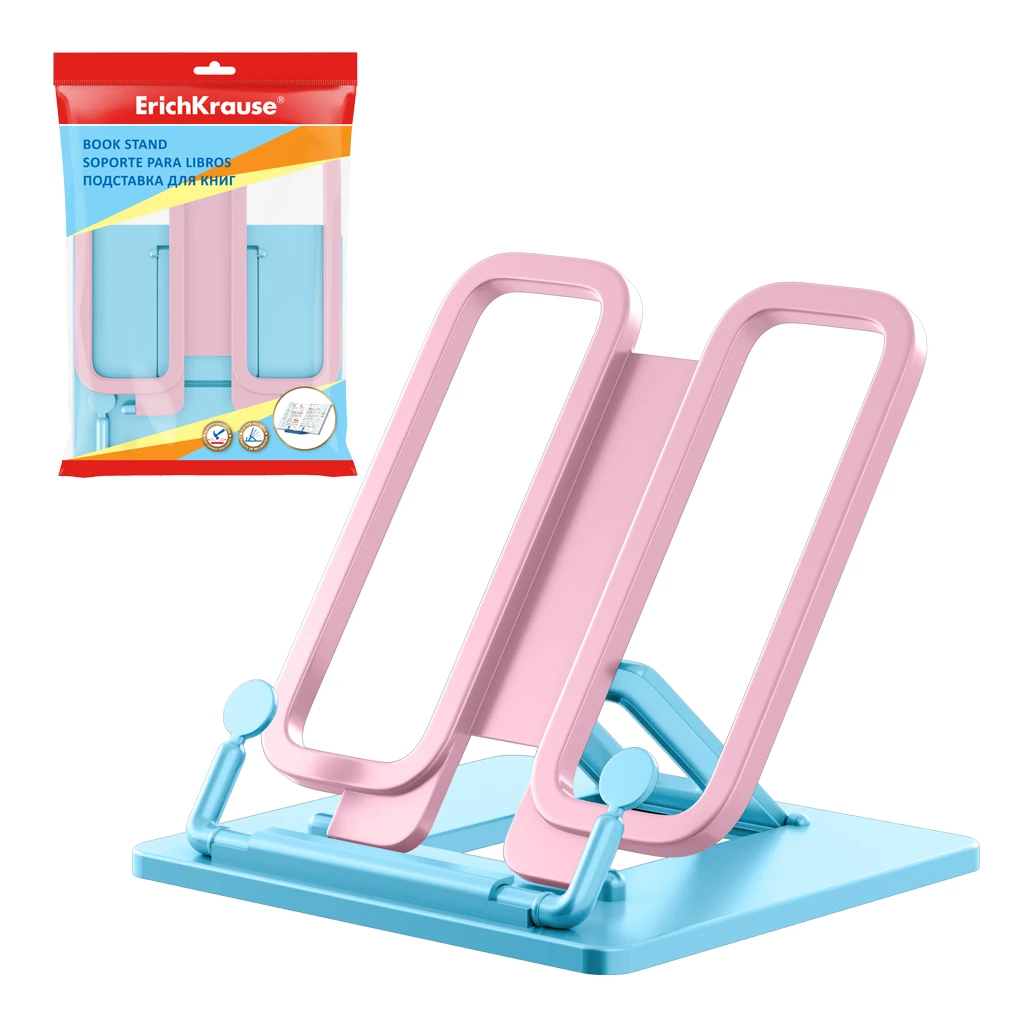 Подставка для книг пластиковая ErichKrause® Base, Pastel, голубая с розовым Подставка для книг пластиковая ErichKrause® Base, Pastel, голубая с розовым