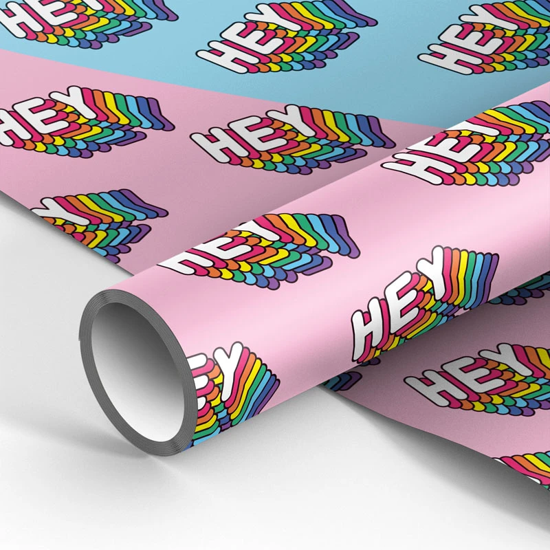 Упаковочная бумага глянц. 70*100см, MESHU "Hey", 90г/м2 Упаковочная бумага глянц. 70*100см, MESHU "Hey", 90г/м2