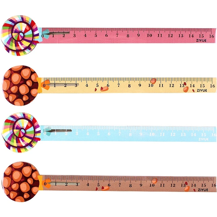 Линейка 16см деревянная "Леденец" ассорти