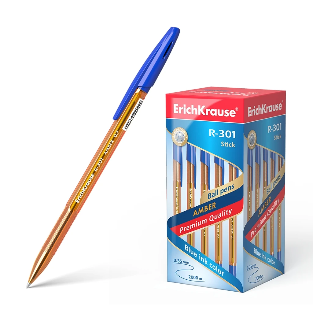 Ручка шариковая Erich Krause® R-301 Amber Stick 0.7, цвет чернил синий (в Ручка шариковая Erich Krause® R-301 Amber Stick 0.7, цвет чернил синий (в