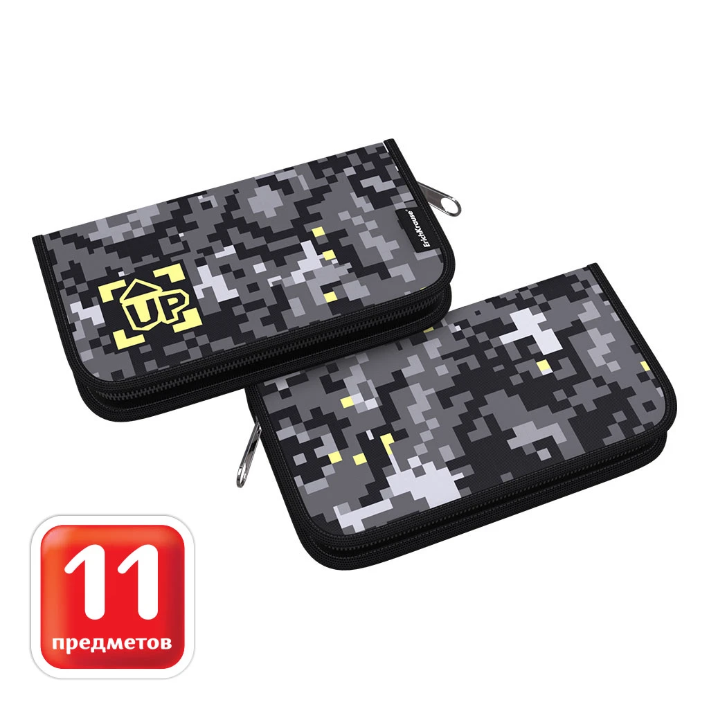 Пенал-книжка с наполнением ErichKrause® 110x205x25мм Pixel Game