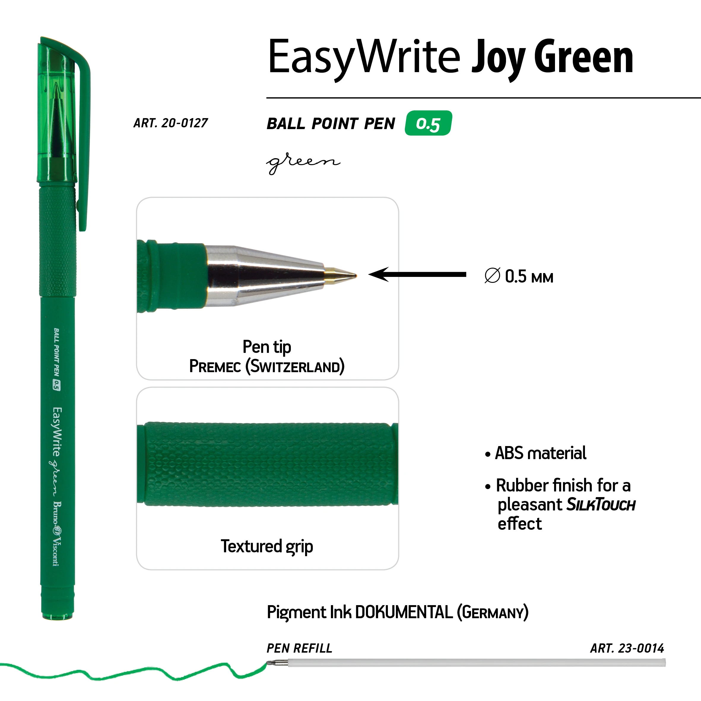 РУЧКА "EasyWrite.Green" ШАРИКОВАЯ 0.5 ММ, ЗЕЛЕНАЯ РУЧКА "EasyWrite.Green" ШАРИКОВАЯ 0.5 ММ, ЗЕЛЕНАЯ