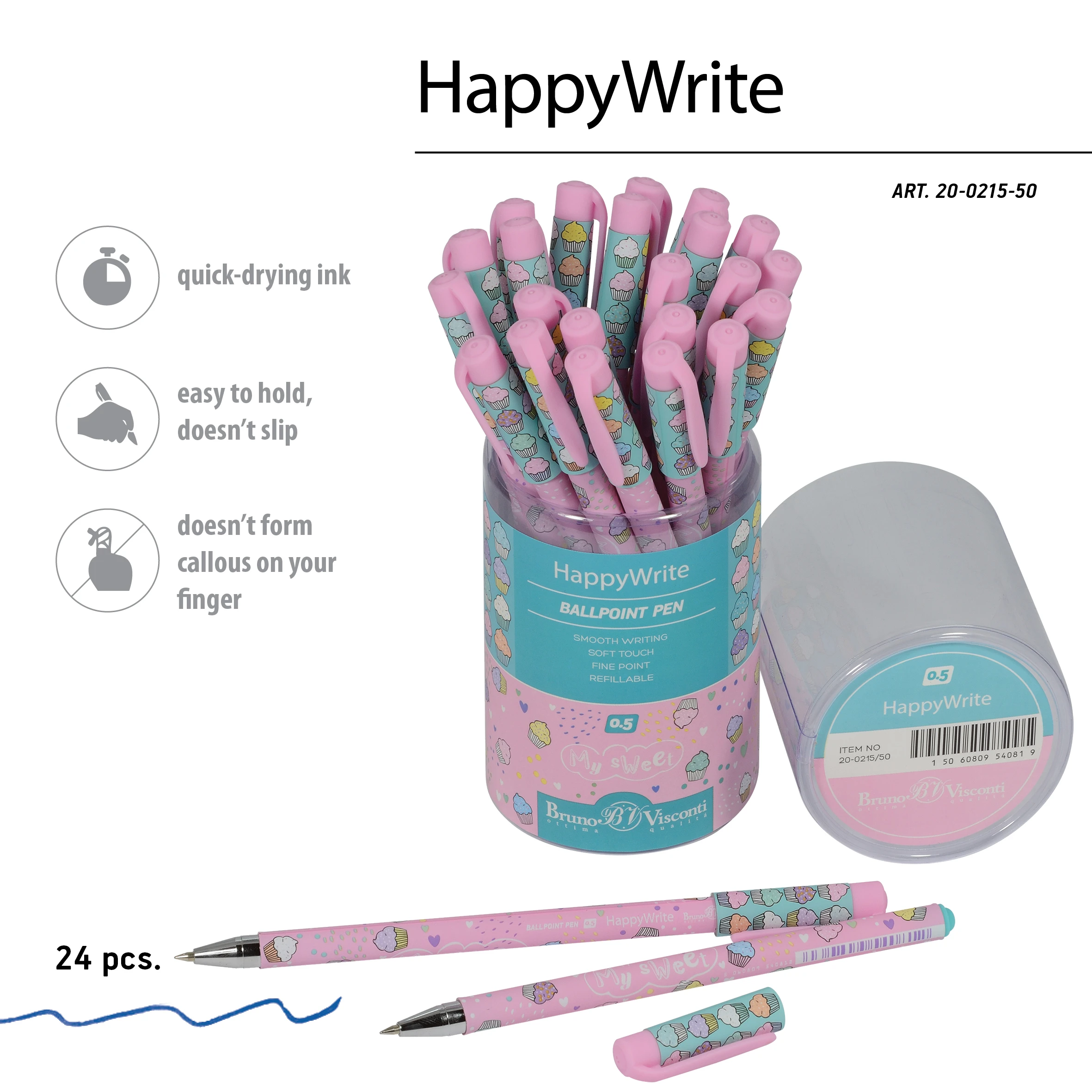 РУЧКА "HappyWrite. My Sweet. Капкейки" 0.5 ММ, СИНЯЯ РУЧКА "HappyWrite. My Sweet. Капкейки" 0.5 ММ, СИНЯЯ