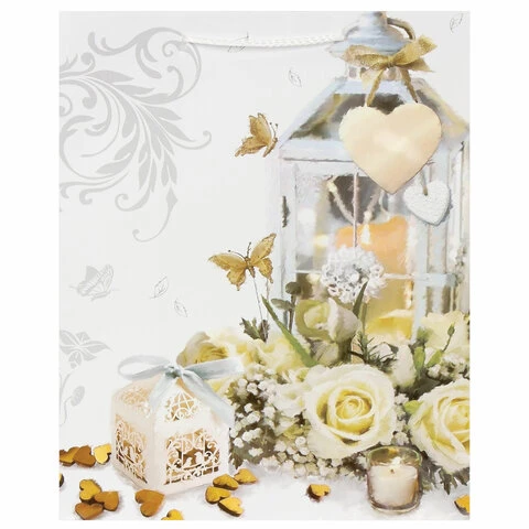 Пакет подарочный 26x12,7x32,4 см, ЗОЛОТАЯ СКАЗКА "Романтика",