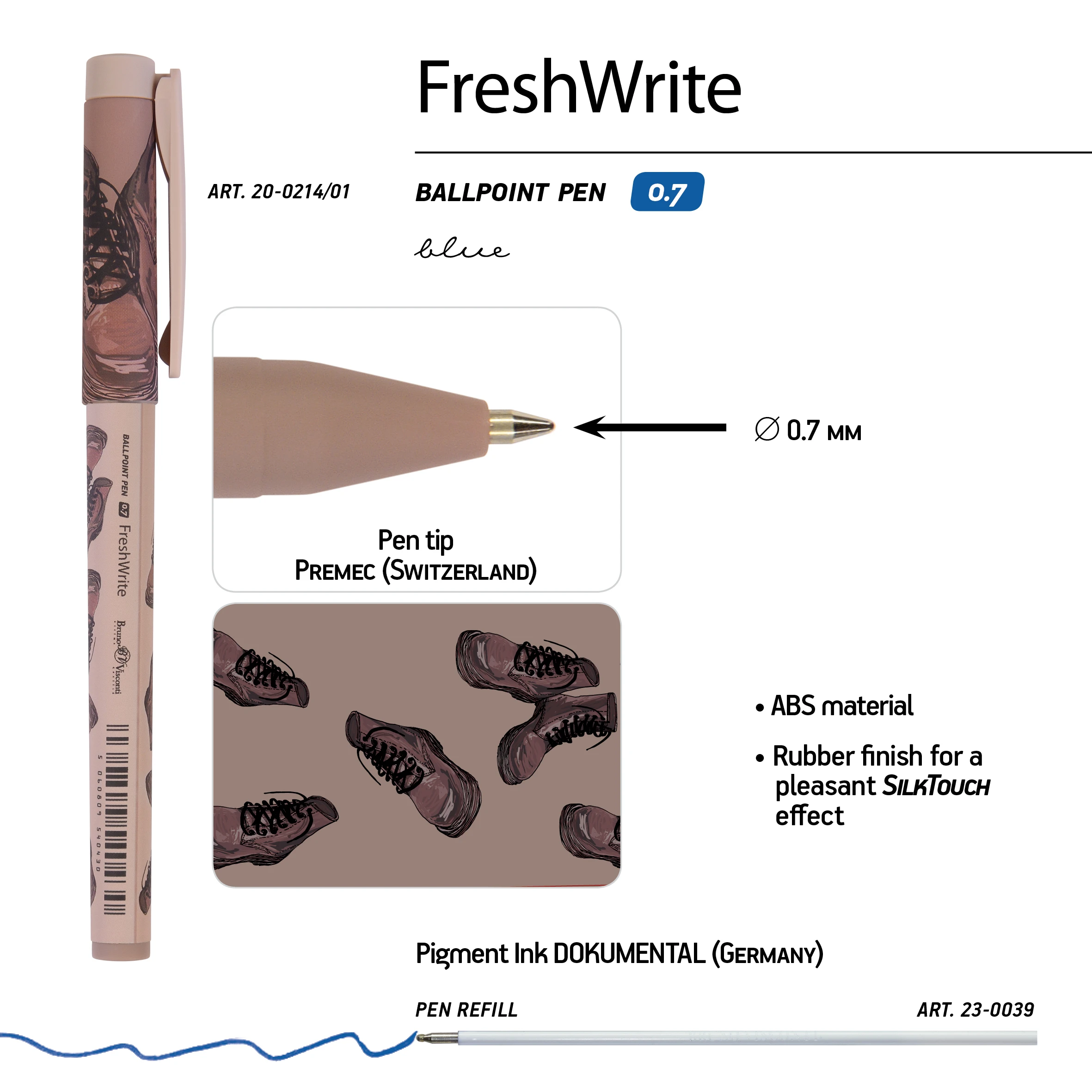 РУЧКА "FreshWrite. Boots. Коричневые ботинки", ШАРИКОВАЯ 0.7 ММ, СИНЯЯ РУЧКА "FreshWrite. Boots. Коричневые ботинки", ШАРИКОВАЯ 0.7 ММ, СИНЯЯ