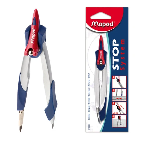 Циркуль MAPED (Франция) "Stop System", 130 мм, металлический, грифель Циркуль MAPED (Франция) "Stop System", 130 мм, металлический, грифель