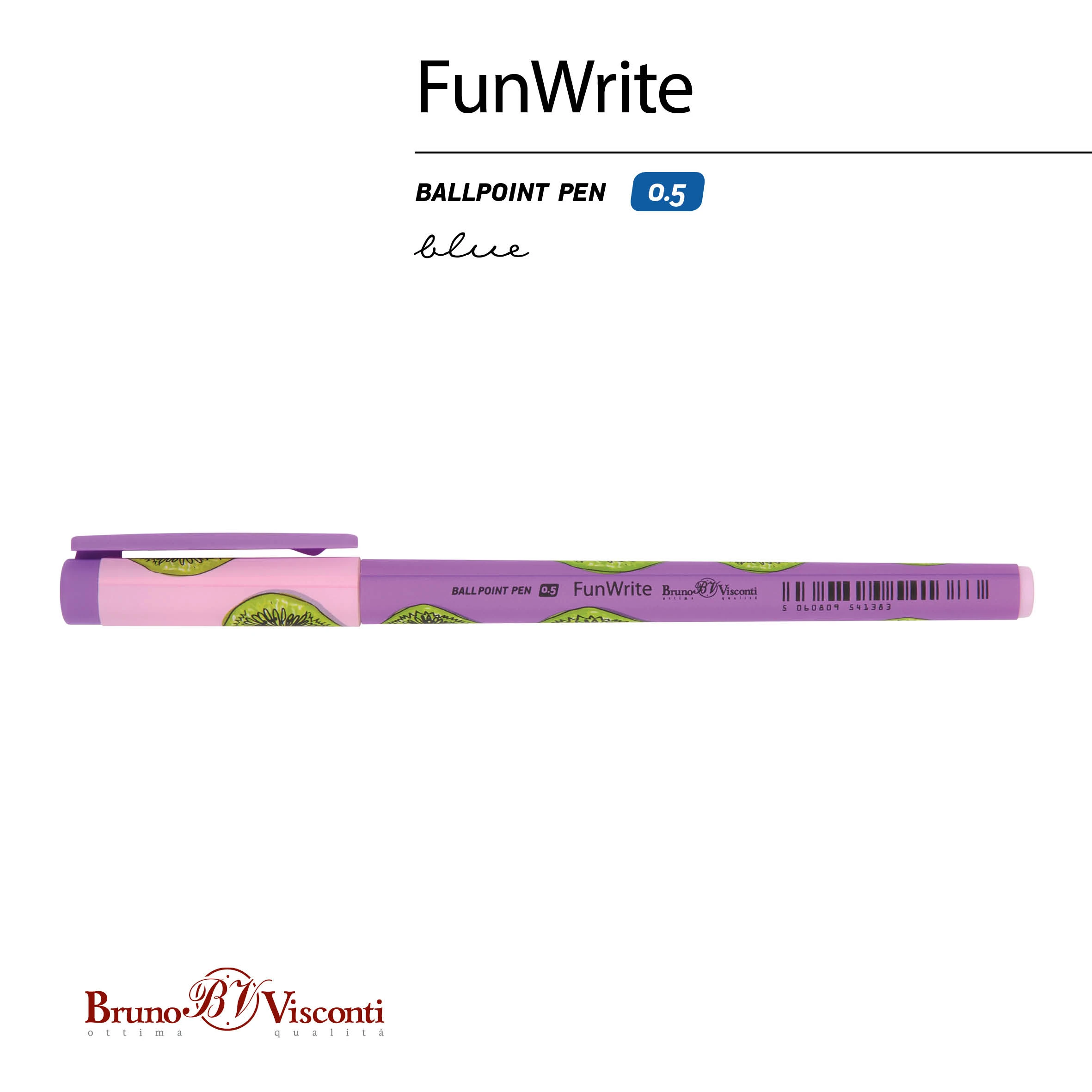РУЧКА "FunWrite. Fresh & fruity. Киви" ШАРИКОВАЯ 0.5 ММ, СИНЯЯ РУЧКА "FunWrite. Fresh & fruity. Киви" ШАРИКОВАЯ 0.5 ММ, СИНЯЯ