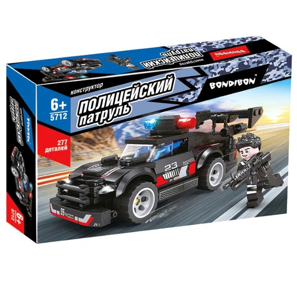 Конструктор Bondibon, Полицейский Патруль, Машина, 277 деталей