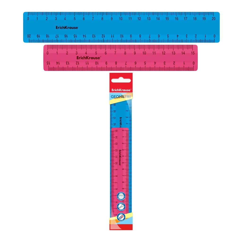 Набор из 2 пластиковых линеек Erich Krause® Bubble Gum, (15см, 20см), ассорти из