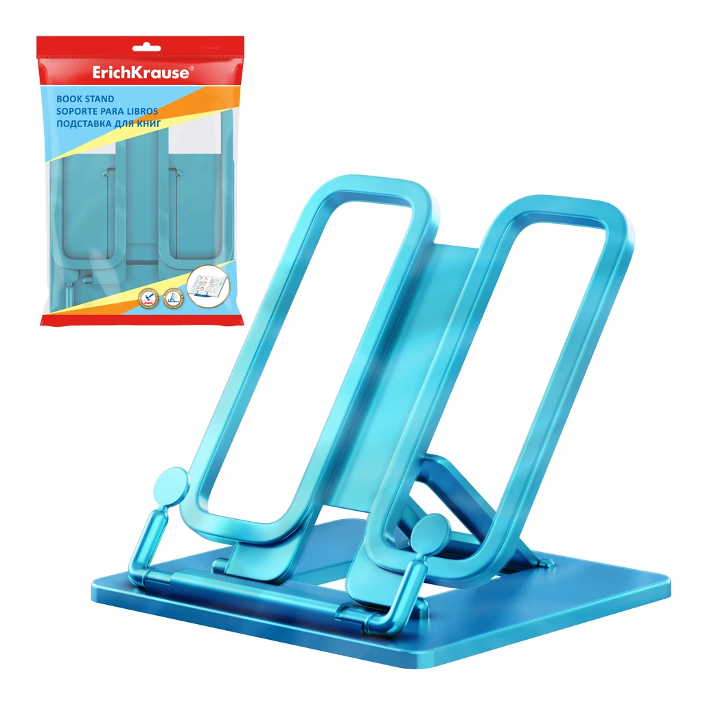 Подставка для книг пластиковая ErichKrause® Base, Ice Metallic, голубая