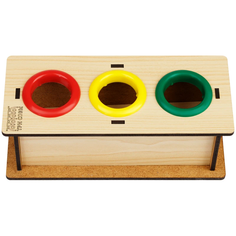 Стучалка ТРИ СОВЫ "Светофор", дерево, 3 шара, молоток