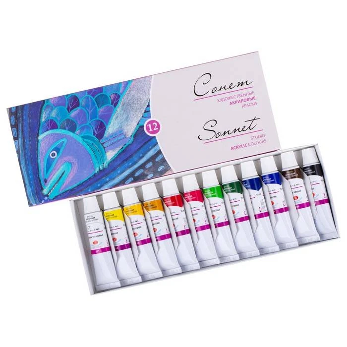 Краска акриловая худ. СОНЕТ 10 мл 12 цв. Краска акриловая худ. СОНЕТ 10 мл 12 цв.